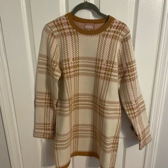 Show me your Mumu cream plaid striped Avenue sweater dress